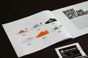 brochure with pictures of shoes