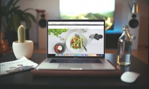 a laptop with a website open