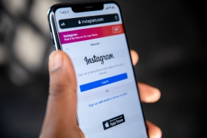 iphone with the instagram login open